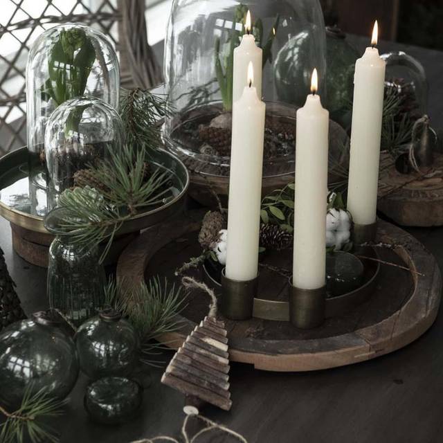Billede af Ib Laursen Adventsstage t/ kronelys antik messingfinish LED-lys