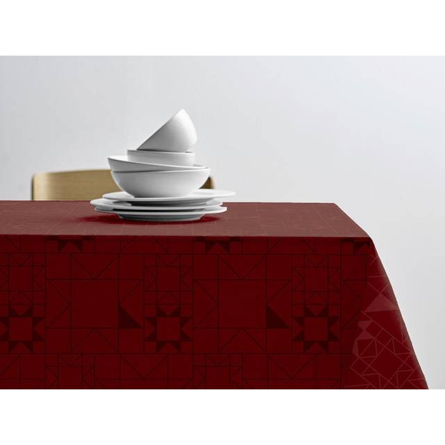 Billede af Södahl Star Damask Christmas Dug Rød (220x140cm)